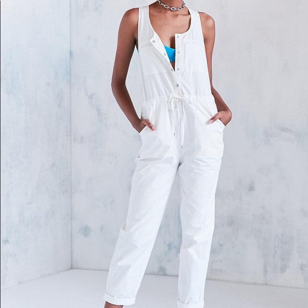 OU BDG Elliot White Sleeveless Coverall Jumpsuit